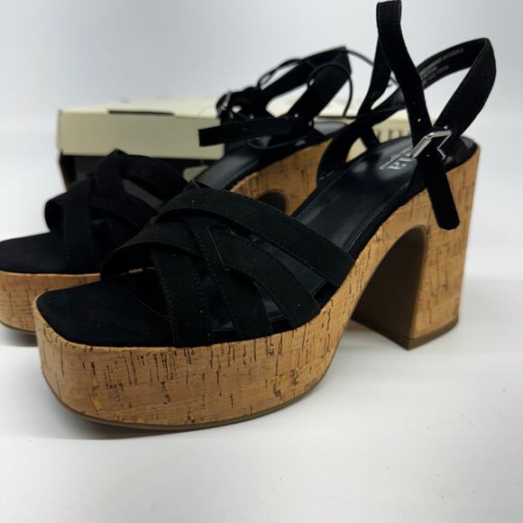 A.N.A Women's Heston Corked Heeled Sandals, Black, New, Size 8 - Picture 3 of 5